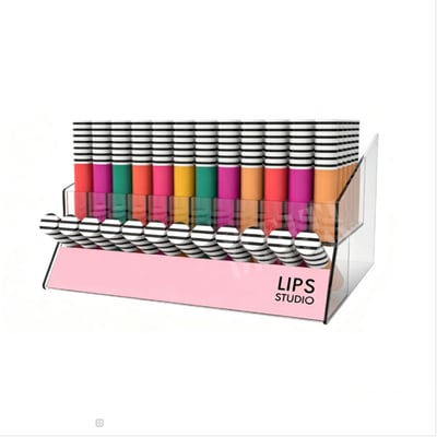 Black Acrylic Countertop Pressed Powder and Blush Display Stand