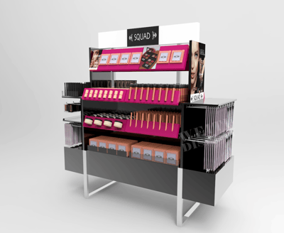 "MDF Acrylic Floor Standing Gondola Cosmetic Display with Side Wings "