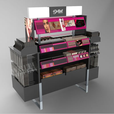 "Black MDF Acrylic Iron Countertop Cosmetic Display Stand with Side Wings "