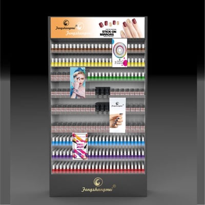 White MDF Acrylic Floor Standing Makeup Display Stand for Nail Polish - Weitu Display