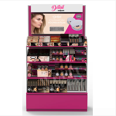 "Illuminated MDF Acrylic Iron Floor Standing Cosmetic Display with Backlit Panel "