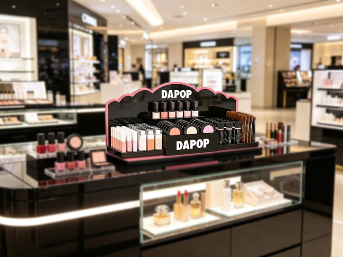 Custom cosmetics display fixture for a beauty retail store