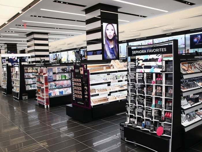 Custom cosmetics display fixture for a beauty retail store
