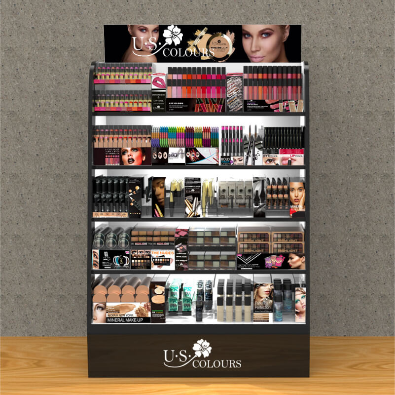 Custom Black MDF Acrylic Cosmetic Display Stand for Makeup & Foundation - Weitu Display