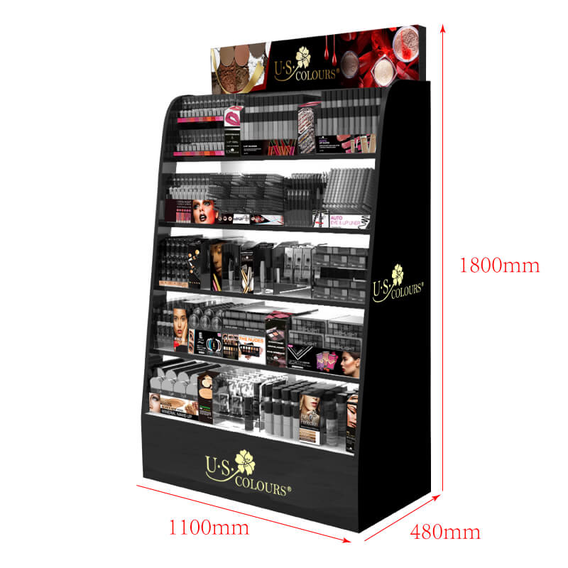 Custom Black MDF Acrylic Cosmetic Display Stand for Makeup & Foundation - Weitu Display