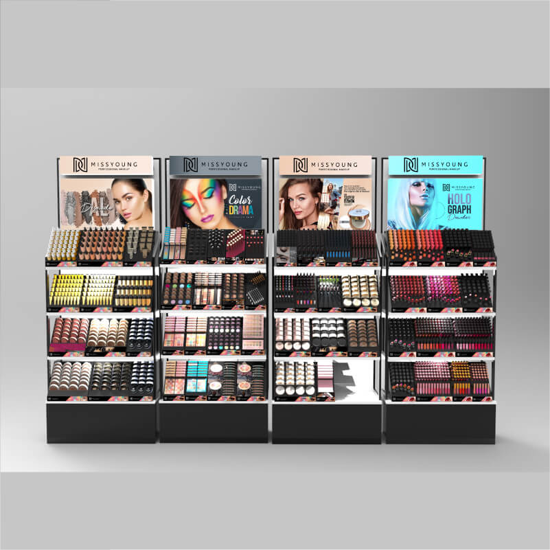 Black MDF Iron Floor Standing Makeup Jewellery Display Stand - Weitu Display