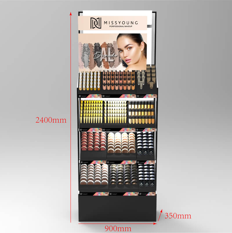 Black MDF Iron Floor Standing Makeup Jewellery Display Stand - Weitu Display