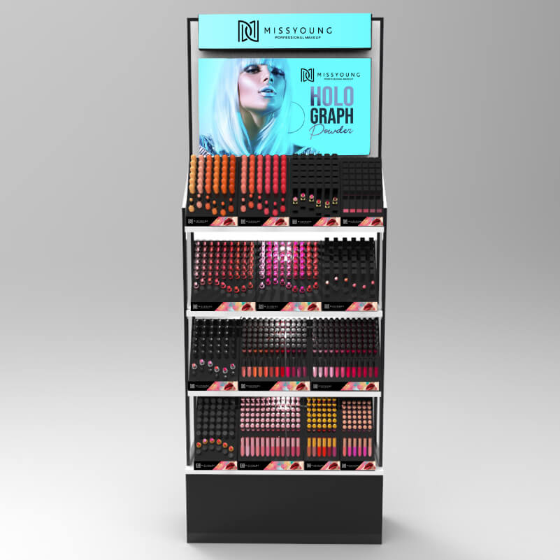 Black MDF Iron Floor Standing Makeup Jewellery Display Stand - Weitu Display