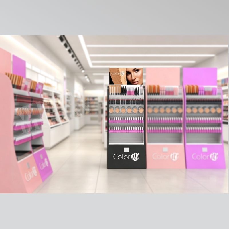 Black MDF Acrylic Floor Standing Cosmetic Nail Polish Display - Weitu Display
