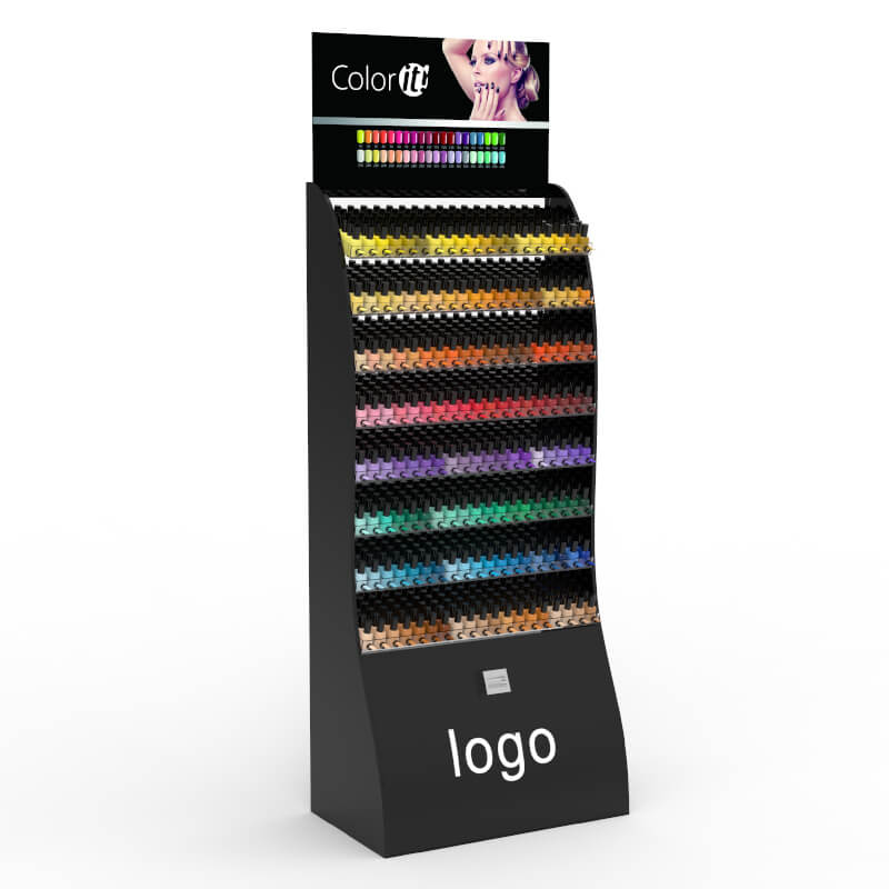 Black MDF Acrylic Floor Standing Cosmetic Nail Polish Display - Weitu Display