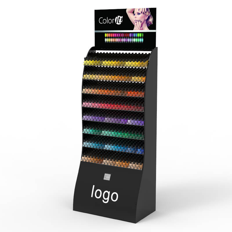 Black MDF Acrylic Floor Standing Cosmetic Nail Polish Display - Weitu Display