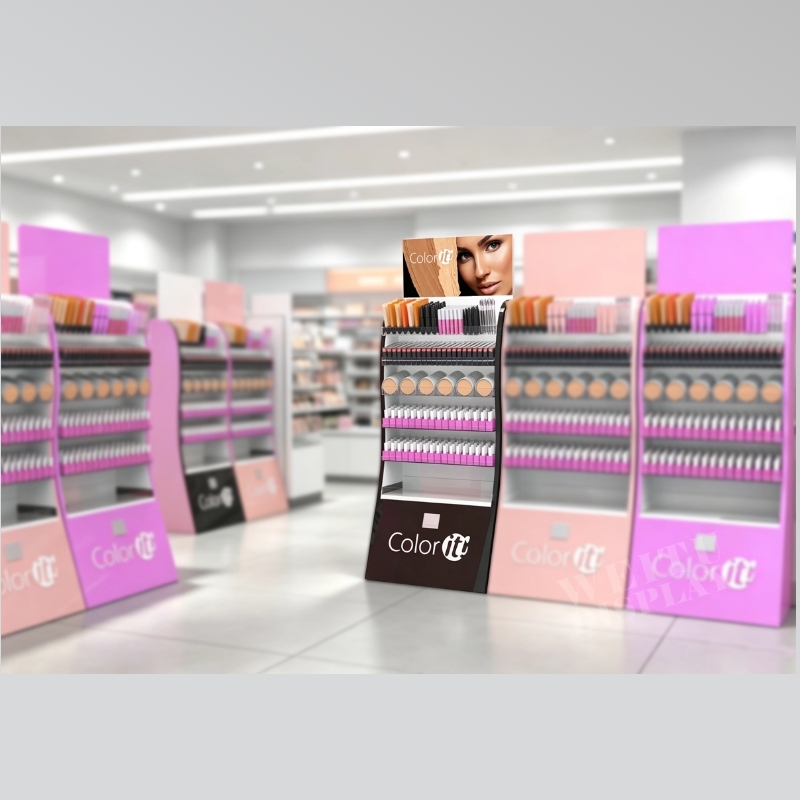 Black MDF Acrylic Floor Standing Cosmetic Nail Polish Display - Weitu Display