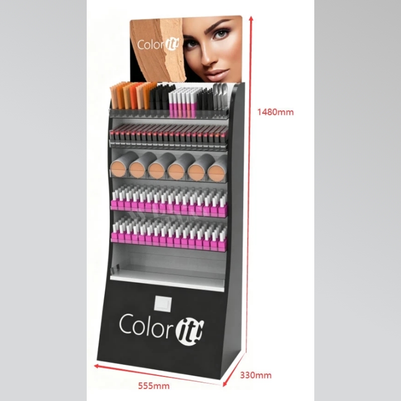 Black MDF Acrylic Floor Standing Cosmetic Nail Polish Display - Weitu Display