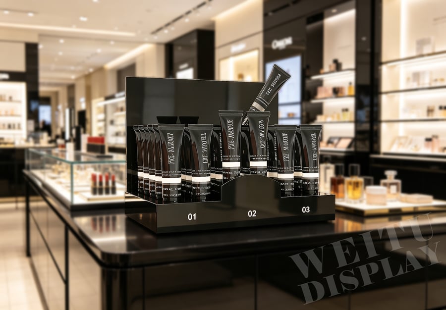 Black Acrylic Countertop Makeup Primer Display Stand