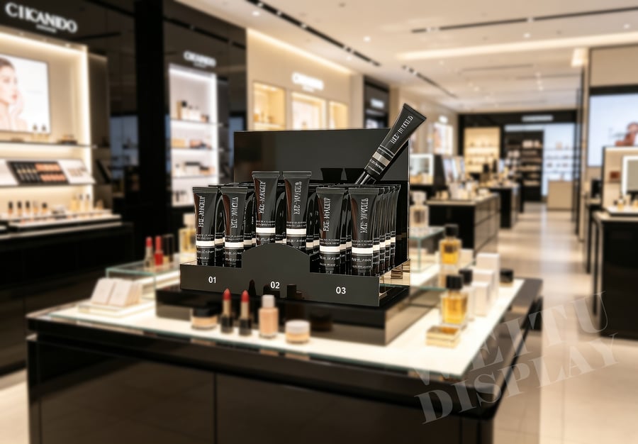Black Acrylic Countertop Makeup Primer Display Stand