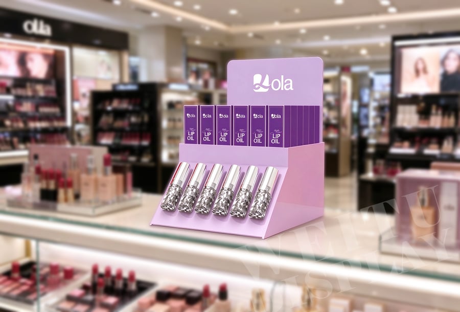 Purple Acrylic Countertop Lip Oil Display Stand