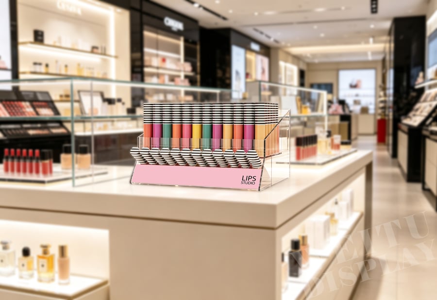 Black Acrylic Countertop Pressed Powder and Blush Display Stand