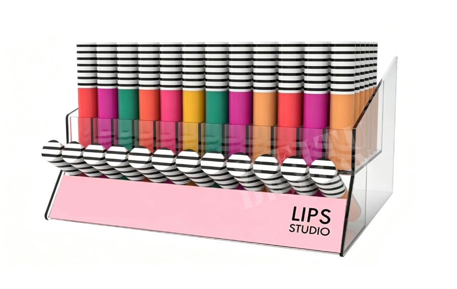 Black Acrylic Countertop Pressed Powder and Blush Display Stand