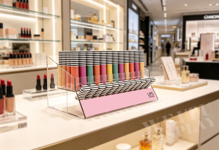 Black Acrylic Countertop Pressed Powder and Blush Display Stand