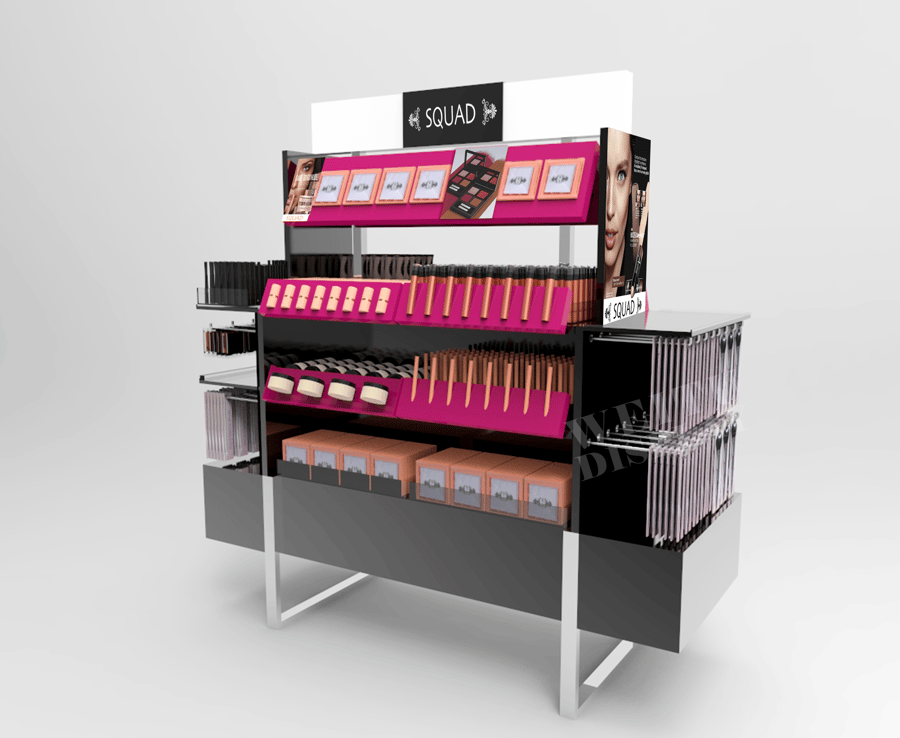 "MDF Acrylic Floor Standing Gondola Cosmetic Display with Side Wings "