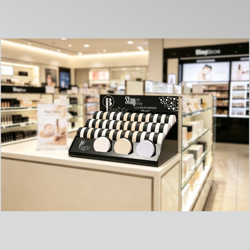 Black Acrylic Powder Cosmetic Display Stand for Makeup - Weitu Display