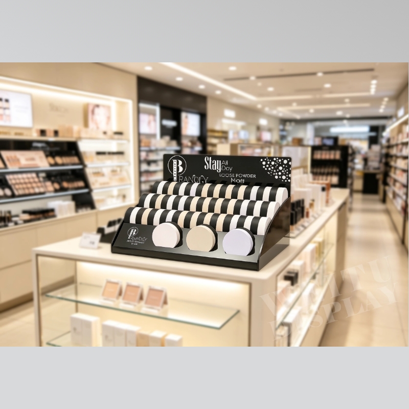 Black Acrylic Powder Cosmetic Display Stand for Makeup - Weitu Display