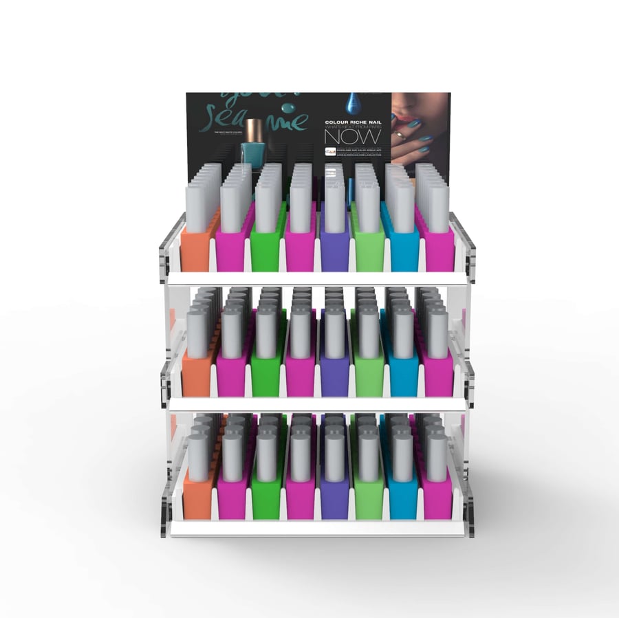 Clear Acrylic Multi-Tier Cosmetic Nail Polish Display Stand - Weitu Display