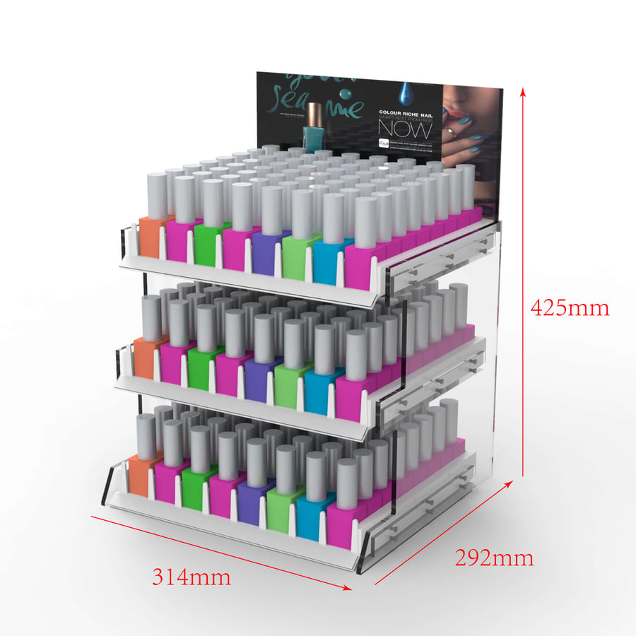Clear Acrylic Multi-Tier Cosmetic Nail Polish Display Stand - Weitu Display