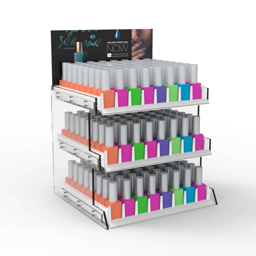 Clear Acrylic Multi-Tier Cosmetic Nail Polish Display Stand - Weitu Display