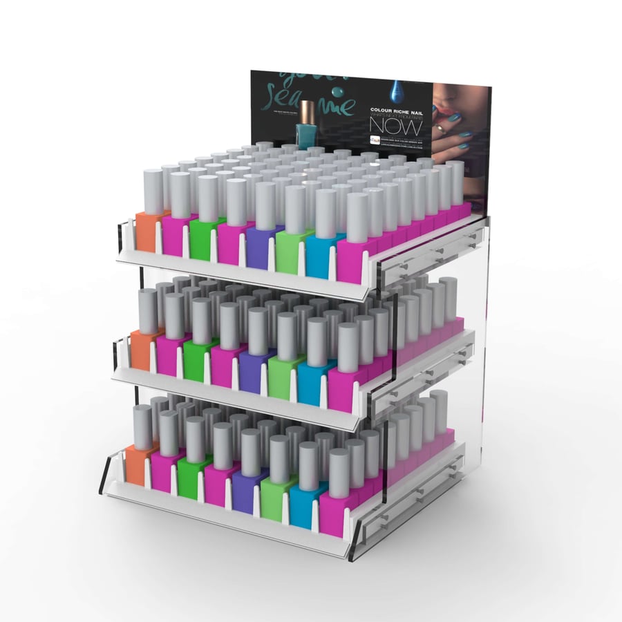 Clear Acrylic Multi-Tier Cosmetic Nail Polish Display Stand - Weitu Display