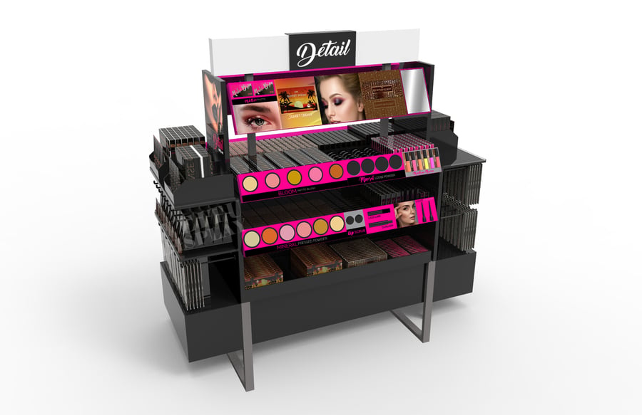 "Black MDF Acrylic Iron Countertop Cosmetic Display Stand with Side Wings "