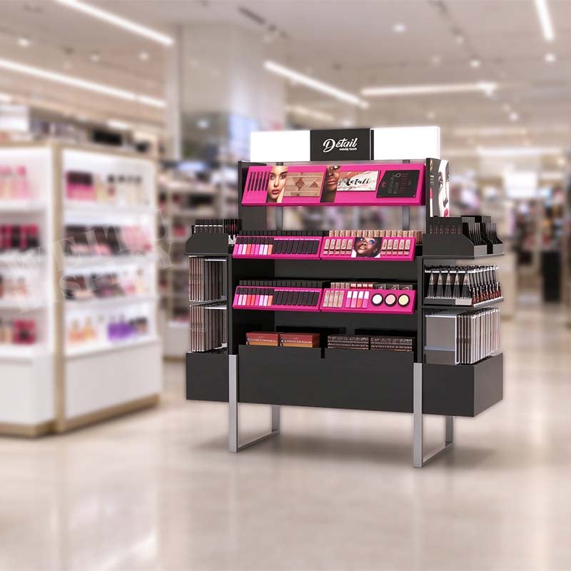 "Black MDF Acrylic Iron Countertop Cosmetic Display Stand with Side Wings "