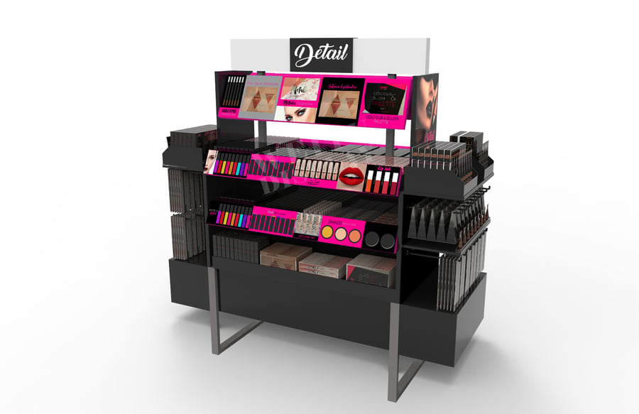 "Black MDF Acrylic Iron Countertop Cosmetic Display Stand with Side Wings "
