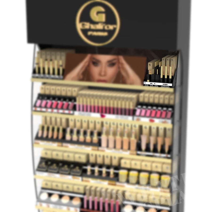 Black Acrylic Countertop Cheek Tint and Lip Display Stand