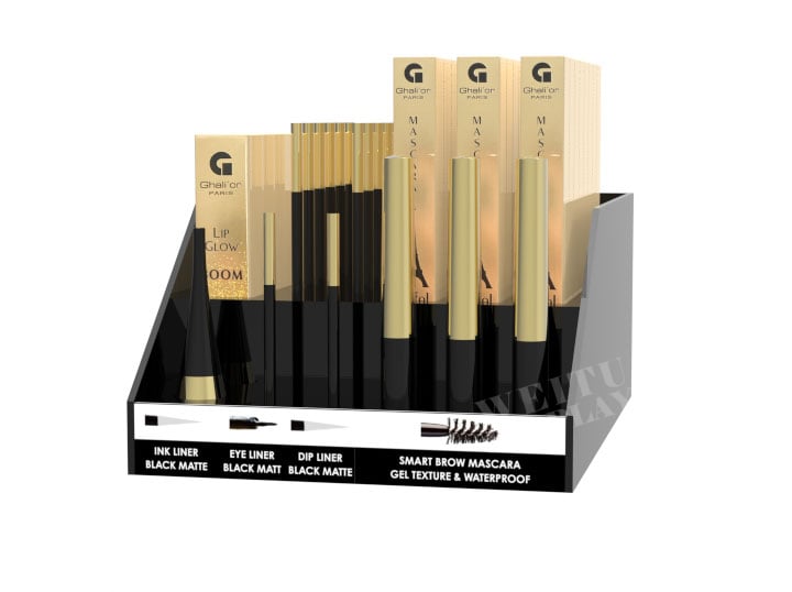Black Acrylic Countertop Cheek Tint and Lip Display Stand