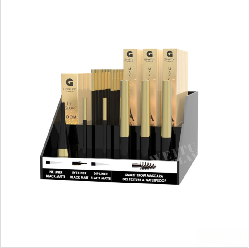 Black Acrylic Countertop Cheek Tint and Lip Display Stand