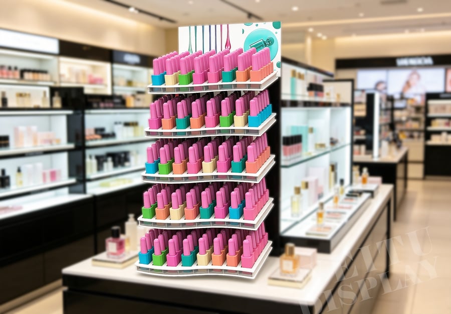 Clear Acrylic Multi-Tier Eyeliner Countertop Display Stand