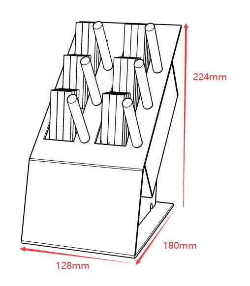 Clear Acrylic Angled Lip Gloss Countertop Display with Pink Panel