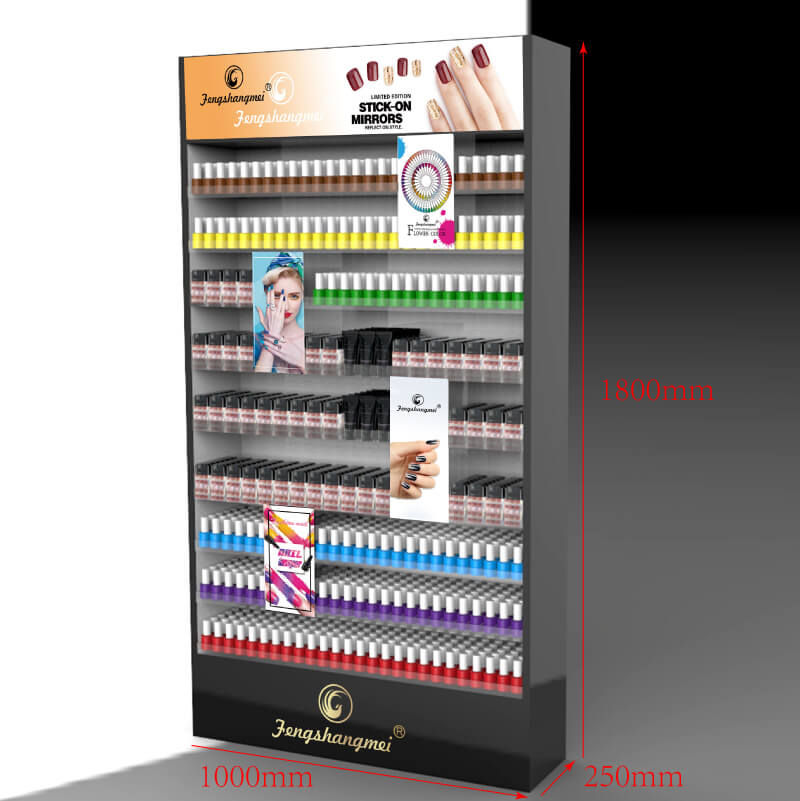 White MDF Acrylic Floor Standing Makeup Display Stand for Nail Polish - Weitu Display