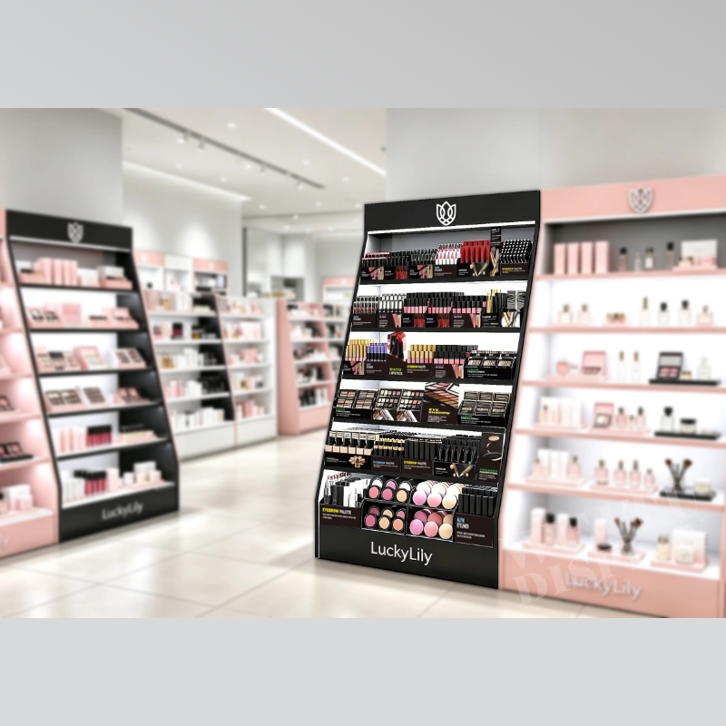Wooden MDF Acrylic Floor Standing Cosmetic Display Case - Weitu Display