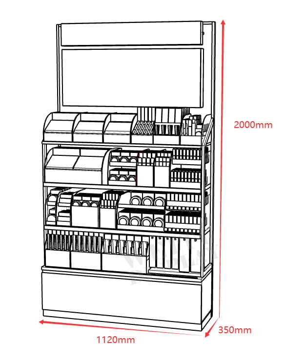"Illuminated MDF Acrylic Iron Floor Standing Cosmetic Display with Backlit Panel "
