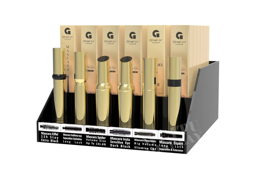Black Acrylic Countertop Eye Makeup Display Stand for Eyeliner and Mascara