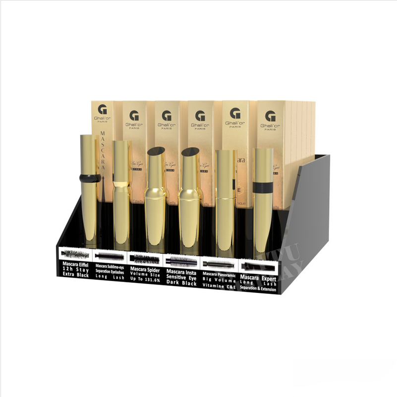 Black Acrylic Countertop Eye Makeup Display Stand for Eyeliner and Mascara