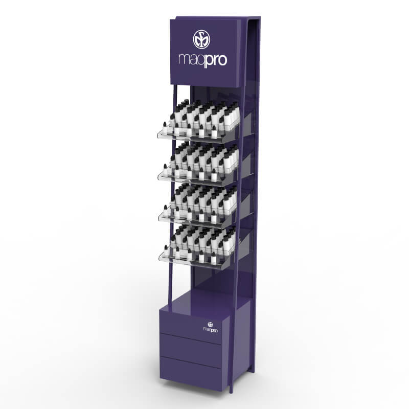 Custom MDF Metal Acrylic Floor Standing Cosmetic Display Case - Weitu Display