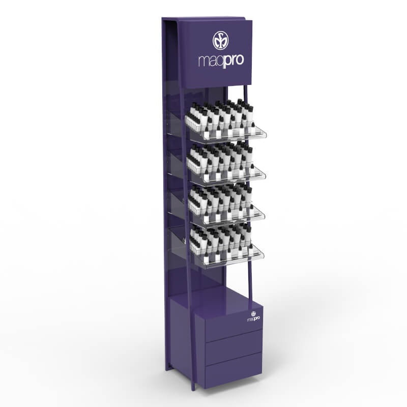 Custom MDF Metal Acrylic Floor Standing Cosmetic Display Case - Weitu Display