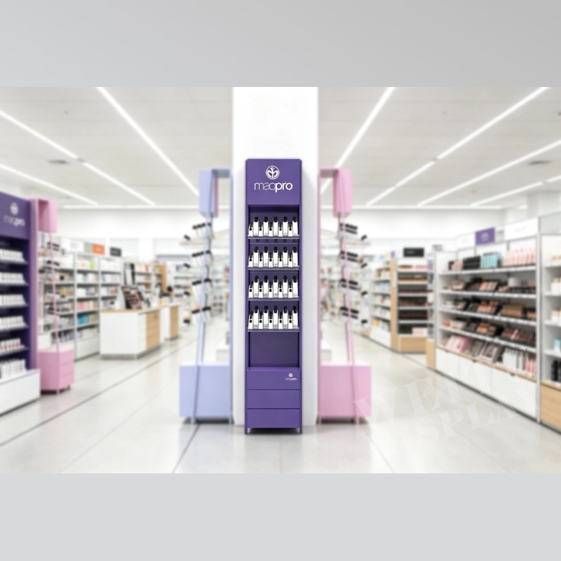 Custom MDF Metal Acrylic Floor Standing Cosmetic Display Case - Weitu Display